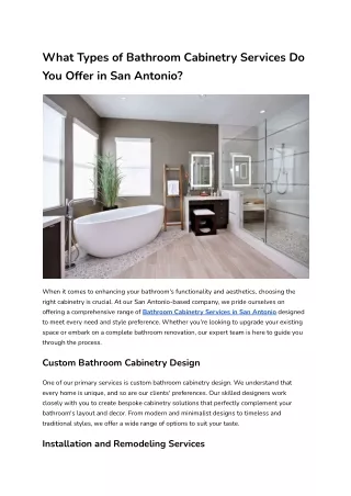 What Types of Bathroom Cabinetry Services Do You Offer in San Antonio