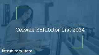 Cersaie Exhibitor List 2024