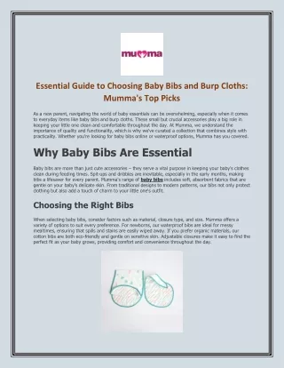 Essential Guide to Choosing Baby Bibs and Burp Cloths Mumma's Top Picks