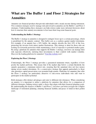 What are The Buffer 1 and Floor 2 Strategies for Annuities