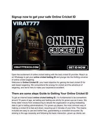 Online Cricket ID - Get your safe online betting ID