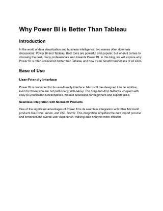 Why Power BI is Better Than Tableau