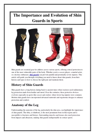 The Importance and Evolution of Shin Guards in Sports
