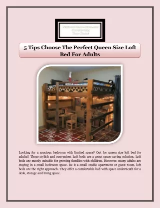 5 Tips Choose The Perfect Queen Size Loft Bed For Adults