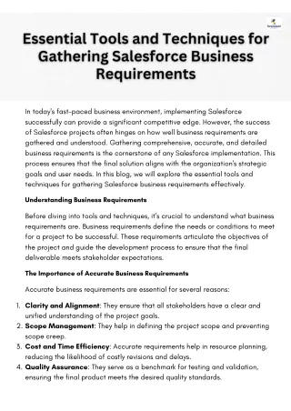 Essential Tools and Techniques for Gathering Salesforce Business Requirements