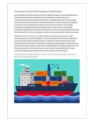 The Importance of Ocean Freight Forwarders in Global Shipping