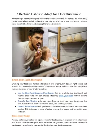 3 Bedtime Habits to Adopt for a Healthier Smile