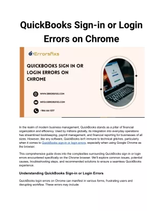 QuickBooks Sign-in or Login Errors on Chrome