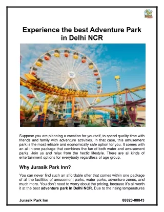 Experience the best Adventure Park in Delhi NCR