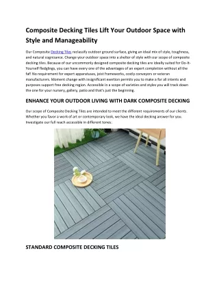 Composite Decking Tiles Lift Your Outdoor Space with Style and Manageability