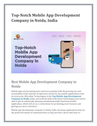 Top-Notch Mobile App Development Company in Noida