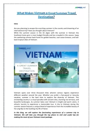 What Makes Vietnam a Great Summer Travel Destination?