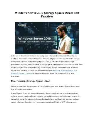 Windows Server 2019 Storage Spaces Direct Best Practices