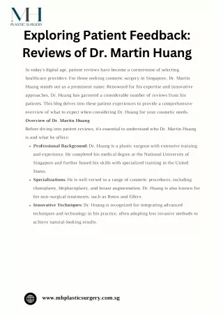 Exploring Patient Feedback Reviews of Dr. Martin Huang