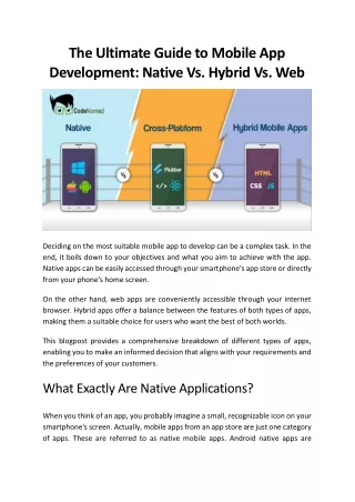 Guide to Mobile App Development- Native Vs Hybrid Vs Web