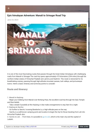 Adventure Across the Himalayas: Manali to Srinagar Bike Trip"