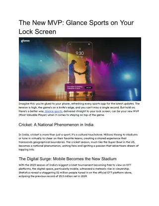 The New MVP Glance Sports on Your Lock Screen