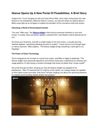 Glance Opens Up A New Portal Of Possibilities  A Brief Story