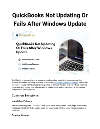 QuickBooks Not Updating Or Fails After Windows Update