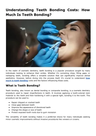 Understanding Teeth Bonding Costs: How Much Is Teeth Bonding?