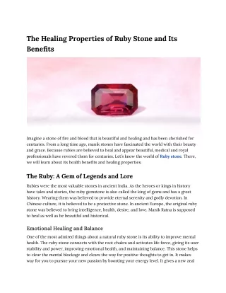 The Healing Properties of Ruby Stone and Its Benefits