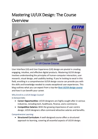 Mastering UI UX Design The Course Overview