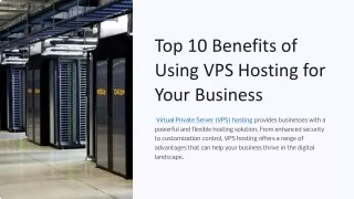 Top 10 Benefits of Using VPS Hosting for Your Business
