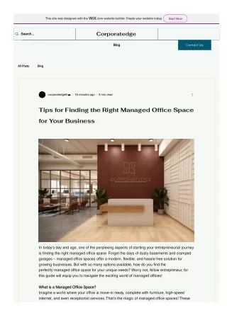 Tips for Finding the Right Managed Office Space for Your Business