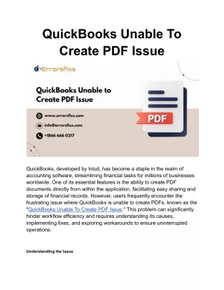 QuickBooks Unable To Create PDF Issue