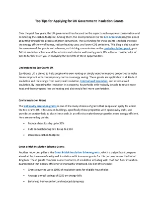 Top Tips for Applying for UK Government Insulation Grants