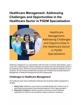 Healthcare Management_ Addressing Challenges and Opportunities in the Healthcare Sector in PGDM Specialization