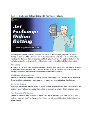 Best Jet Exchange Online Betting ID Providers in India