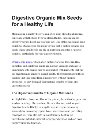 Digestive Organic Mix Seeds for a Healthy Life