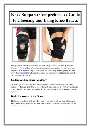 Knee Support Comprehensive Guide to Choosing and Using Knee Braces