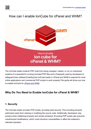 How to Enable IonCube for cPanel and WHM?