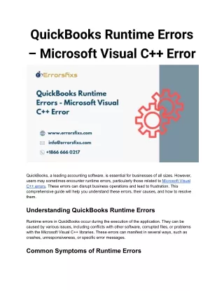 QuickBooks Runtime Errors – Microsoft Visual C   Error