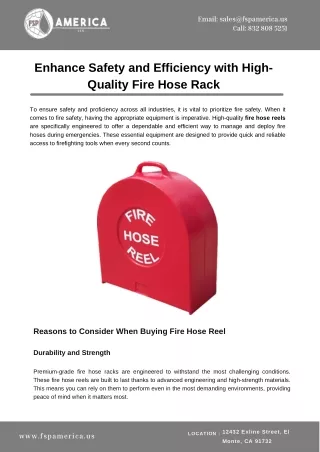 Enhance Safety and Efficiency with High-Quality Fire Hose Rack