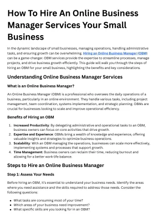 How To Hire An Online Business Manager Services Your Small Business