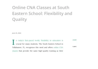 Online CNA Classes at South Eastern School_ Flexibility and Quality