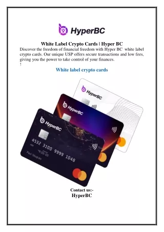 White Label Crypto Cards | Hyper BC