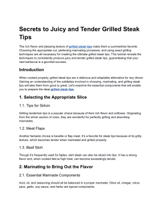 Secrets to Juicy and Tender Grilled Steak Tips - Google Docs