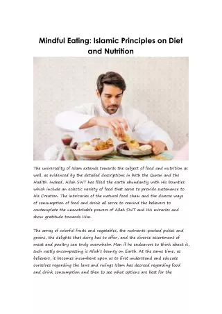 Mindful Eating: Islamic Principles on Diet and Nutrition