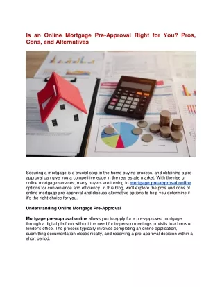 Is an Online Mortgage Pre-Approval Right for You