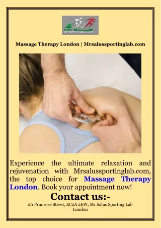 Massage Therapy London  Mrsalussportinglab.com