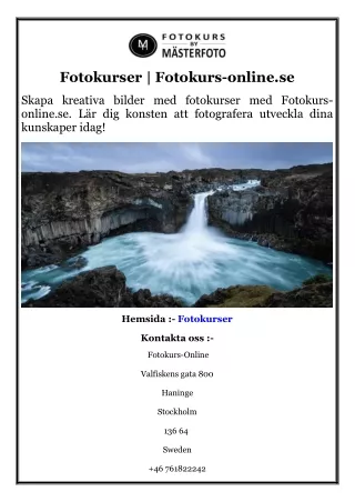 Fotokurser  Fotokurs-online.se