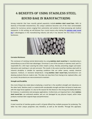 4_Benefits_of_Using_Stainless_Steel_Round_Bar_in_Manufacturing