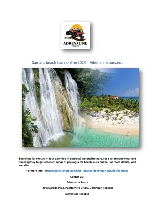 Samana beach tours online 2024 | Adrenalinetours.net