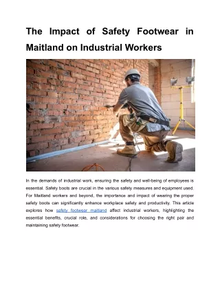 The Impact of Safety Footwear in Maitland on Industrial Workers