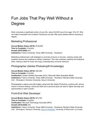 Fun Jobs That Pay Well Without a Degree
