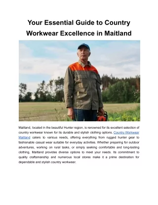 Your Essential Guide to Country Workwear Excellence in Maitland